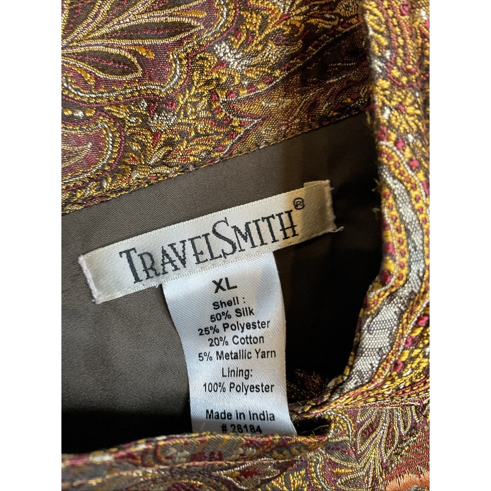 Travelsmith Tapestry Vest Art To Wear Silk Patchwork Lightweight Jacket Size XL - Picture 2 of 8